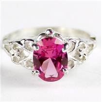 SR302, Created Pink Sapphire, 925 Sterling Silver Ring