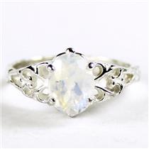 SR302, Rainbow Moonstone, 925 Sterling Silver Ring