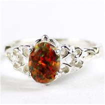SR302, Created Red Brown Opal, 925 Sterling Silver Ring