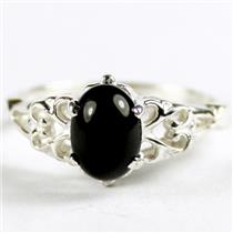 SR302, Black Onyx, 925 Sterling Silver Ladies Ring