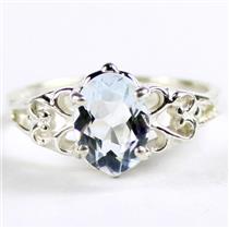 SR302, Aquamarine, 925 Sterling Silver Ladies Ring