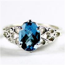 SR302, London Blue Topaz, 925 Sterling Silver Ring
