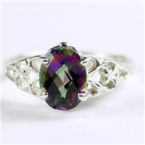 SR302, Mystic Fire Topaz,  925 Sterling Silver Ring