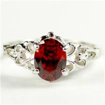 SR302, Garnet CZ, 925 Sterling Silver Ring
