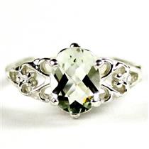 SR302, Green Amethyst (Prasiolite), 925 Sterling Silver Ring