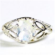 SR137, Rainbow Moonstone, 925 Sterling Silver Ring