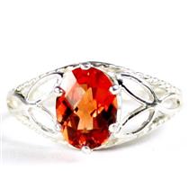 SR137, Created Padparadsha Sapphire, 925 Silver Ring