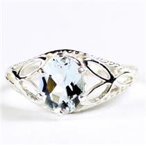 SR137, Aquamarine, 925 Sterling Silver Ring