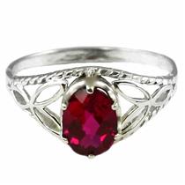 SR137, Created Ruby, 925 Sterling Silver Ring
