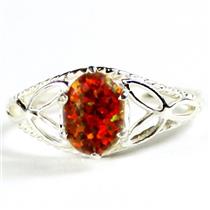 SR137, Red Brown Created Opal, 925 Sterling Silver Opal