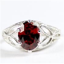 SR137, Garnet CZ, 925 Sterling Silver Ring