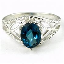 SR137, London Blue Topaz, 925 Sterling Silver Ring