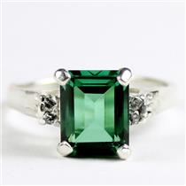 SR221, Russian Nanocrystal Emerald, 925 Sterling Silver Ring