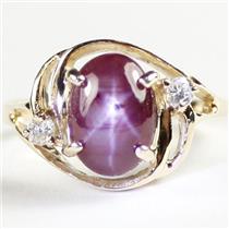 10K or 14K Gold Ladies Ring w/ Accents, Star Ruby, R021