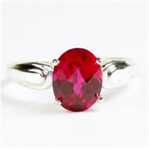 SR058, Created Ruby, 925 Sterling Silver Ladies Ring