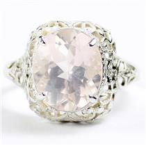 Sterling Silver Ladies Ring, Rose Quartz, SR009