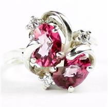 Sterling Silver Ladies Ring, Pure Pink Topaz, SR016