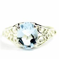 Sterling Silver Ladies Ring, Aquamarine, SR005