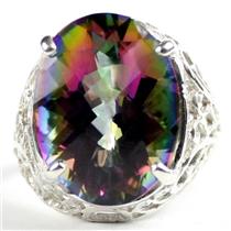 SR291, 22ct Mystic Fire Topaz, 925 Sterling Silver Ring