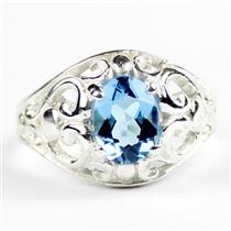Swiss Blue Topaz, 925 Sterling Silver Ring, SR111