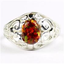 Created Red Brown Opal, 925 Sterling Silver Ladies Ring, SR111