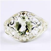 Green Amethyst (Prasiolite), 925 Sterling Silver Ladies Ring, SR111