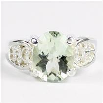 Green Amethyst (Prasiolite), 925 Sterling Silver Ladies Ring, SR369