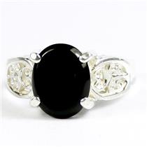 925 Sterling Silver Ladies Ring, Black Onyx, SR369