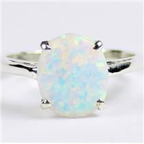 SR055, Cretaed White Opal, 925 Sterling Silver Ladies Ring