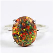 Created Red Brown Opal, 925 Sterling Silver Ladies Ring, SR055
