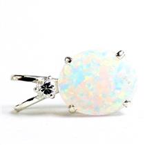 925 Sterling Silver Pendant, Created White Opal, SP022