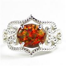 SR367, Created Red Brown Opal, 925 Sterling Silver Ladies Ring