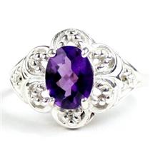 925 Sterling Silver Ladies Ring, Amethyst, SR125