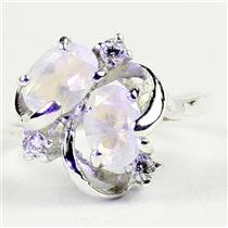 Sterling Silver Ladies Ring, Rainbow Moonstone, SR016