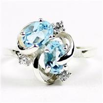 Sterling Silver Ladies Ring, Swiss Blue Topaz, SR016