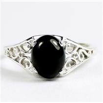 Sterling Silver Ladies Ring, Black Onyx, SR005