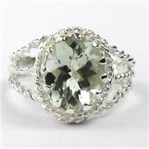 Green Amethyst (Prasiolite), 925 Sterling Ladies Silver Ring, SR070