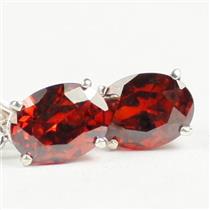 925 Sterling Silver Leverback Earrings, Garnet CZ, SE007