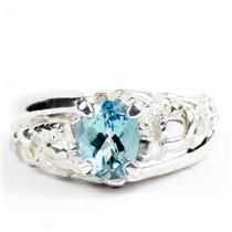 925 Sterling Silver Men's Nugget Ring, Paraiba Topaz, SR368