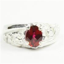 925 Sterling Silver Men's Nugget Ring, Crimson Fire Topaz, SR368