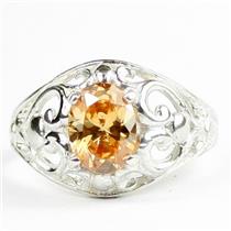 Champagne CZ, 925 Sterling Silver Ladies Ring, SR111
