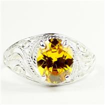 Golden Yellow CZ,  925 Sterling Silver Ladies Ring, SR083