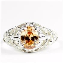 Champagne CZ,925 Sterling Silver Ladies Ring, SR113