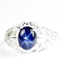 925 Sterling Silver Ladies Ring, Blue Star Sapphire, SR113