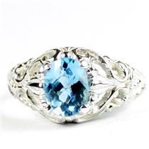 Swiss Blue Topaz, 925 Sterling Silver Ladies Ring, SR113