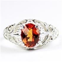 Created Padparadsha Sapphire, 925 Sterling Silver Ladies Ring, SR113