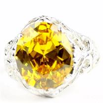 Golden Yellow CZ, 925 Sterling Silver Ladies Ring, SR114