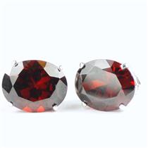 925 Sterling Silver Post Earrings, Garnet CZ, SE102