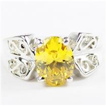 Golden Yellow CZ, 925 Sterling Silver Ladies Ring , SR281