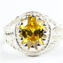 Golden Yellow CZ, 925 Sterling Silver Ladies Ring, SR070